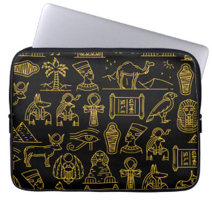 Ägyptisches Hieroglyphisches Symbol-Muster Laptopschutzhülle