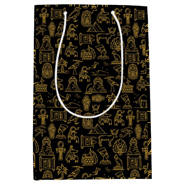 Ägyptisches Hieroglyphisches Symbol-Muster Mittlere Geschenktüte (Vorderseite)