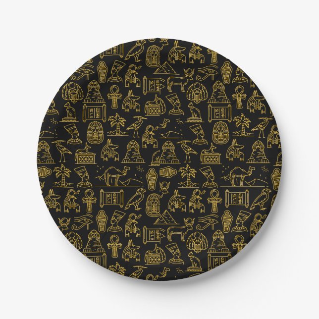 Ägyptisches Hieroglyphisches Symbol-Muster Pappteller (Vorderseite)