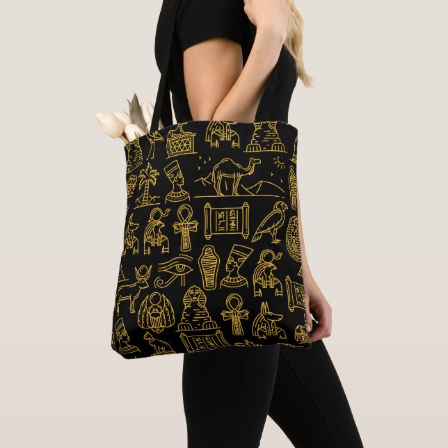 Ägyptisches Hieroglyphisches Symbol-Muster Tasche (Von Nahem)
