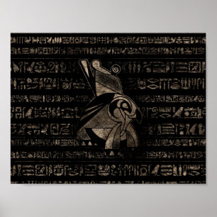 Ägyptisches Horus - Vintages Gold auf schwarz Poster