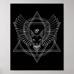 Ägyptisches Horusaugen und Katze mit Flügelnuss ob Poster