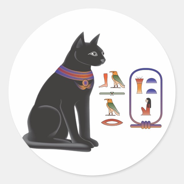 Ägyptisches Katzen-Goddess-Bastet Runder Aufkleber (Vorderseite)