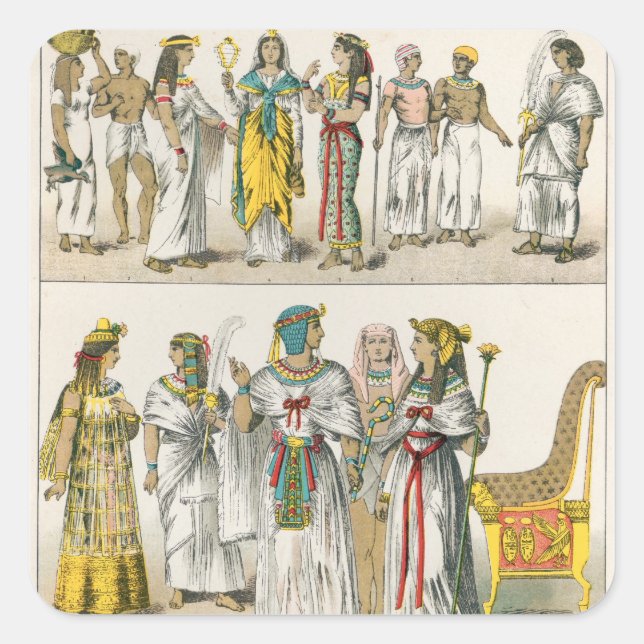 Ägyptisches Kleid aus 'Trachten der Voelker' Quadratischer Aufkleber (Vorderseite)