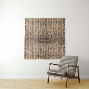 Ägyptisches Kreuz - Ankh - hölzerne Beschaffenheit Wandteppich