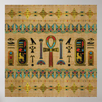 Ägyptisches Kreuz - Ankh-Ornament auf Papyrus
