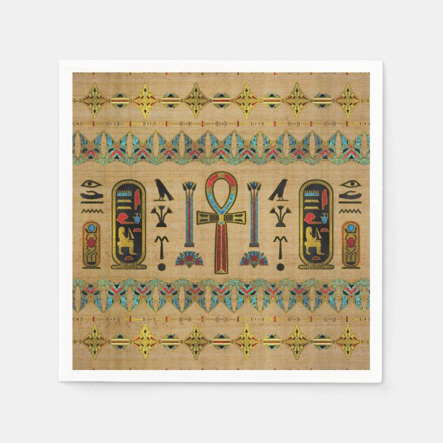 Ägyptisches Kreuz - Ankh-Ornament auf Papyrus Serviette (Vorderseite)