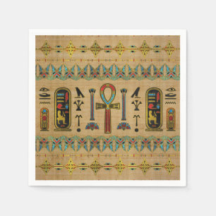 Ägyptisches Kreuz - Ankh Verzierung auf Papyrus Serviette