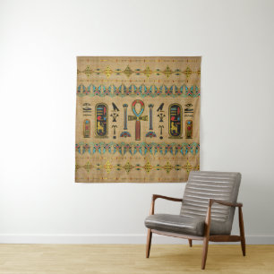 Ägyptisches Kreuz - Ankh Verzierung auf Papyrus Wandteppich
