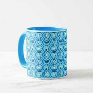 Ägyptisches Lotus-Muster, Kobalt und Türkis Tasse