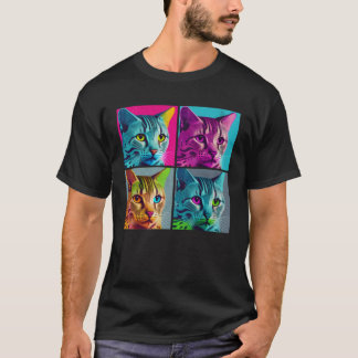 Ägyptisches Mau Cat Pop Illustration farbiges Tier T-Shirt