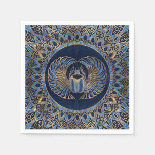 Ägyptisches Scarabäus-Käfer-Gold und blauer Mar Serviette