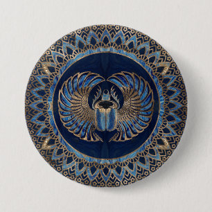 Ägyptisches Scarabäus-Käfer-Gold und blauer Marmor Button