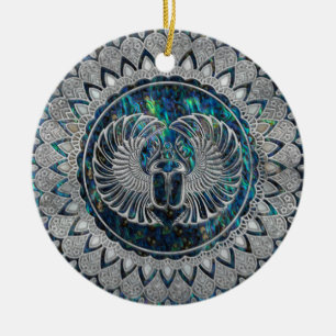 Ägyptisches Scarabäus-Käfer-Silber und Ohrschne Keramik Ornament