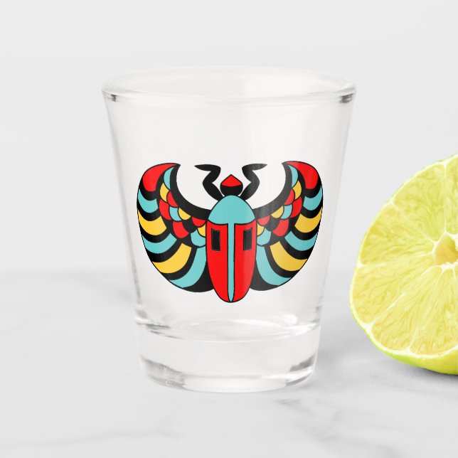 Ägyptisches schwarzes Skarabäus-Käfer-farbiges Mus Schnapsglas (Vorderseite)