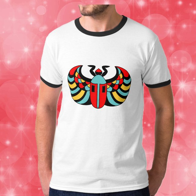 Ägyptisches Shirt (Bold abstract Scarab beetle in black, red, blue and yellow on tee shirt.)