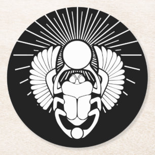 Ägyptisches Winged-Skarabäus-Symbol Runder Pappuntersetzer