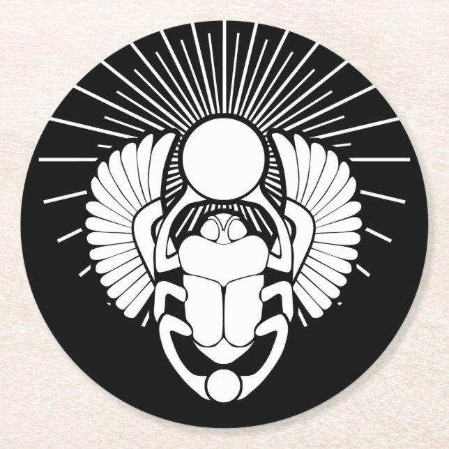 Ägyptisches Winged-Skarabäus-Symbol Runder Pappuntersetzer (Vorderseite)