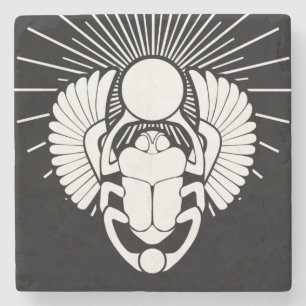 Ägyptisches Winged-Skarabäus-Symbol Steinuntersetzer