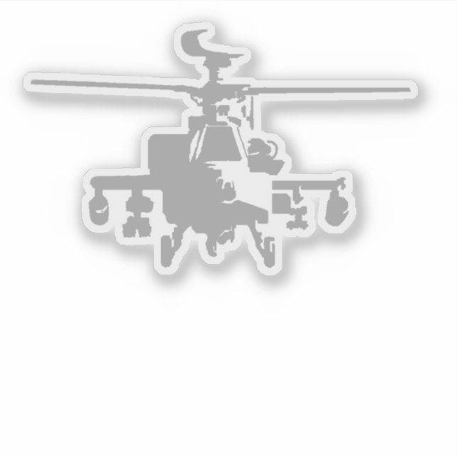 AH-64 Apache Frontal View Gray Sticker (Vorderseite)