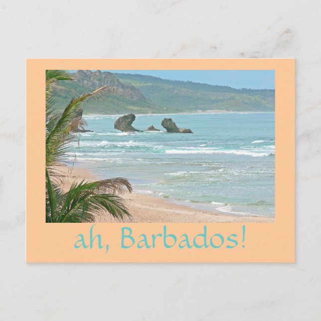 "ah, Barbados!" Postkarte (Foto. Seekarte) (Vorderseite)