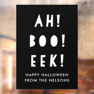 Ah Boo Eek glücklich Halloween Schwarz & Weiß Cust Fensteraufkleber