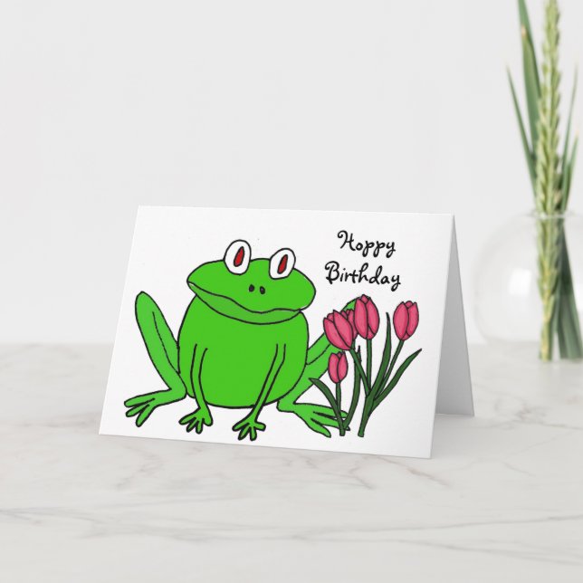 AH- Carte d'anniversaire de la grenouille amusante (Devant)