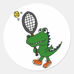 AH lustiger Alligator, der Tennis spielt Runder Aufkleber