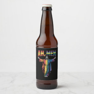 Ah Männer Funny LGBT Gay Pride Jesus Christlich Bierflaschenetikett