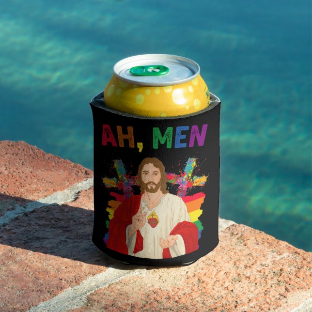 Ah Männer Funny LGBT Gay Pride Jesus Christlich Dosenkühler (In Situ Pool)