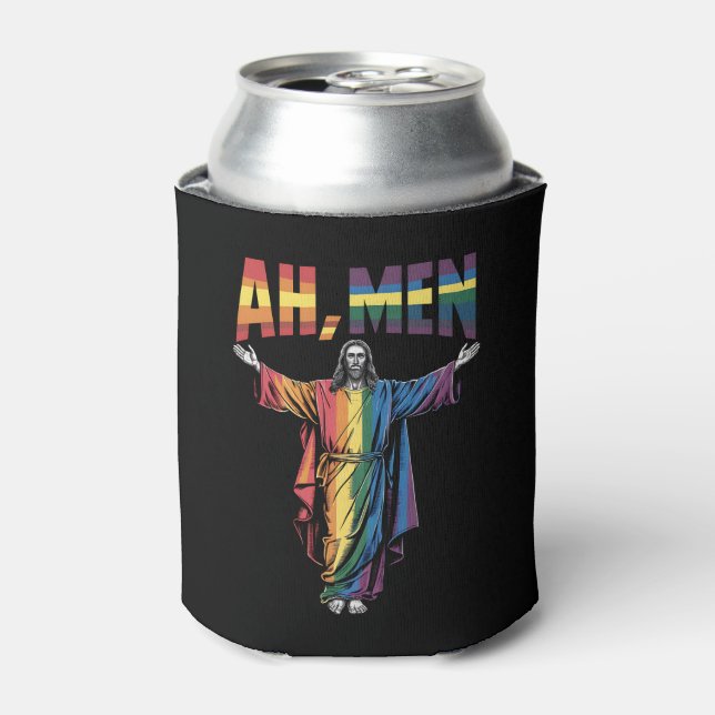 Ah Männer Funny LGBT Gay Pride Jesus Christlich Dosenkühler (Kanne Vorderseite)