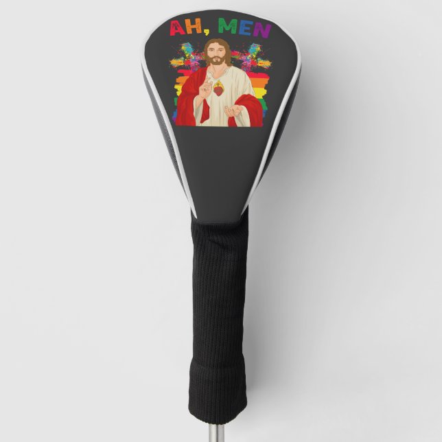 Ah Männer Funny LGBT Gay Pride Jesus Christlich Golf Headcover (Vorderseite)