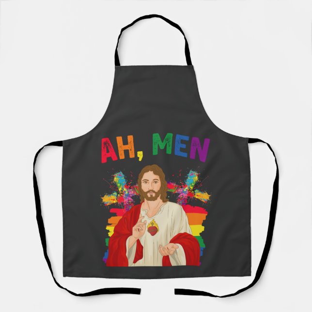 Ah Männer Funny LGBT Gay Pride Jesus Christlich Schürze (Vorderseite)