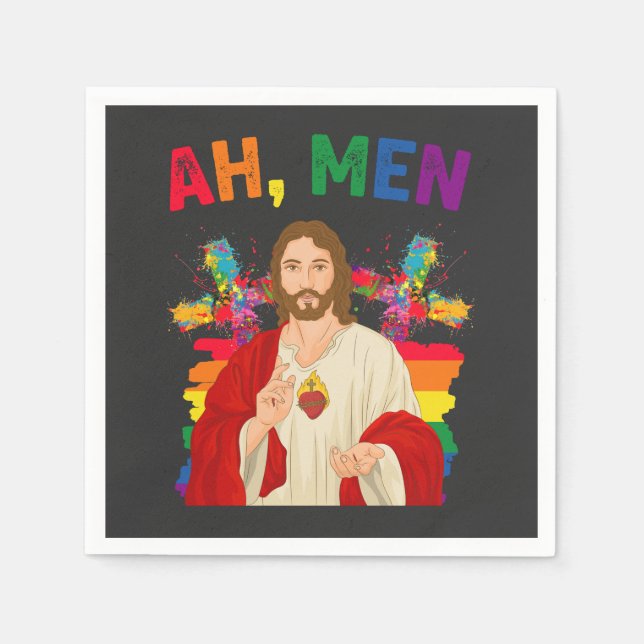 Ah Männer Funny LGBT Gay Pride Jesus Christlich Serviette (Vorderseite)