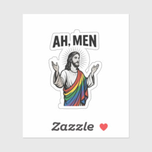 Ah Männer Funny LGBT Gay Pride Jesus Rainbow Aufkleber