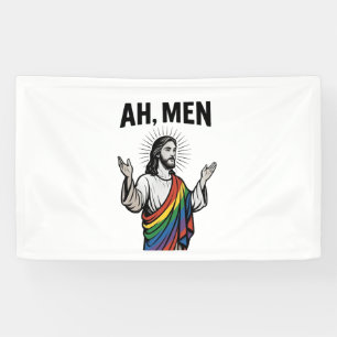 Ah Männer Funny LGBT Gay Pride Jesus Rainbow Banner