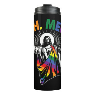 Ah Männer Funny LGBT Gay Pride Jesus Rainbow Flag  Thermosbecher