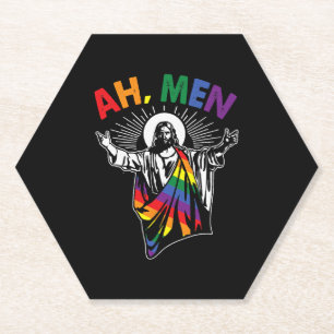 Ah Männer Funny LGBT Gay Pride Jesus Rainbow Flag Untersetzer
