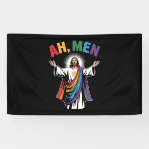 Ah Männer Lustig Jesus LGBTQ Gay Pride Regenbogen Banner