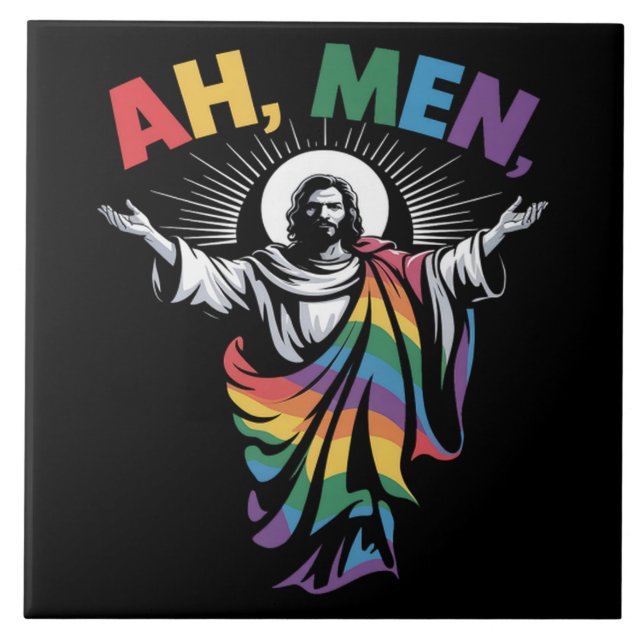 Ah Männer Lustiger LGBT Gay Pride Fliese (Vorderseite)
