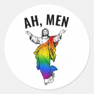Ah Männer - Lustiges Jesus Meme Runder Aufkleber