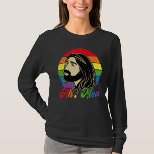 Ah Männer Rainbow Gay Jesus Christliche LGBt-Flagg T-Shirt