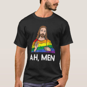 Ah Männer Rainbow Gay Jesus Christliche LGBt-Flagg T-Shirt