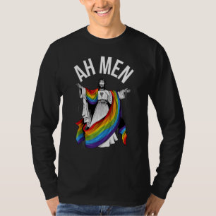 Ah Männer Rainbow Gay Jesus Christliche LGBt-Flagg T-Shirt