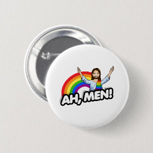 Ah Männer - Regenbogen Jesus Button