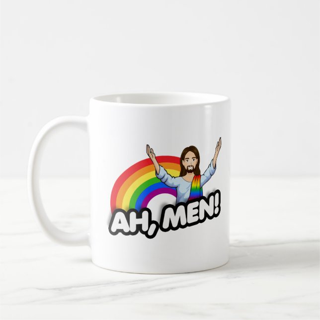 Ah Männer - Regenbogen Jesus Kaffeetasse (Links)