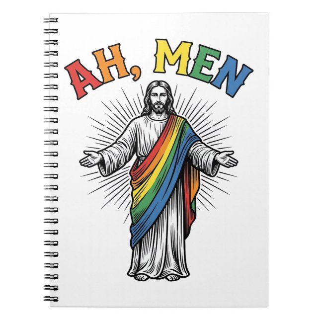 Ah Männer Regenbogen Religiös Vintage Notizblock (Vorderseite)