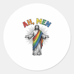 Ah Männer Regenbogen Religiös Vintage Runder Aufkleber