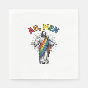 Ah Männer Regenbogen Religiös Vintage Serviette