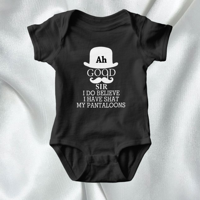 Ah, mein Herr, ich glaube, ich habe meine Pantaloo Baby Strampler (Ah good sir, I do believe I have shat my pantaloons. Funny new baby gift ideas from Ricaso)